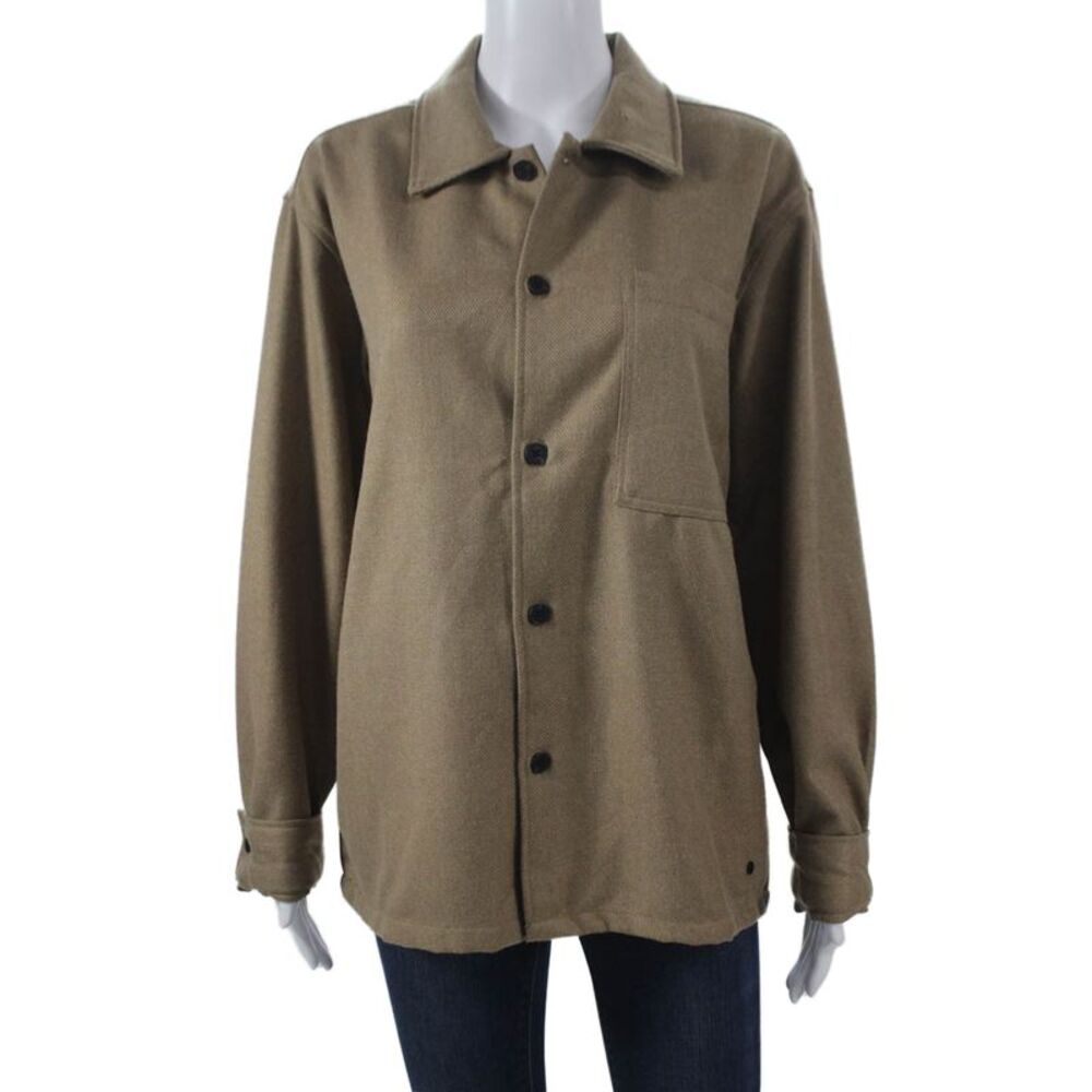 Minimum Mens Basic Jacket Button-Up Brown Collared Long Sleeve Size S